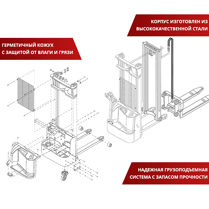 Фото 63 - Самоходный Штабелер AX-3510 OXLIFT 3,5 м 1000 кг.